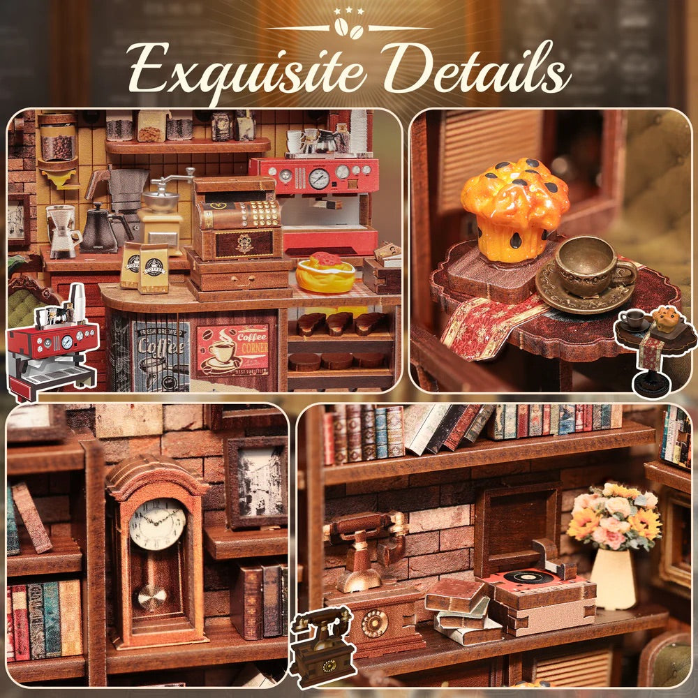 DIY Dollhouse Kit CORNER COFFEE SHOP
