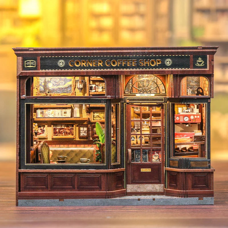 DIY Dollhouse Kit CORNER COFFEE SHOP