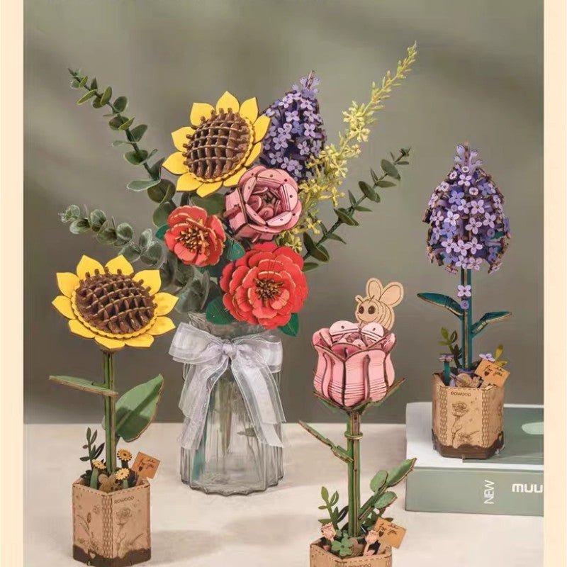Rowood DIY Wooden Flower. Bouquet 3D Wooden Puzzle