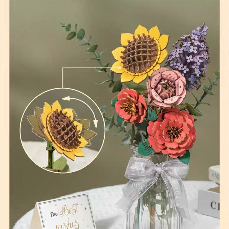 Rowood DIY Wooden Flower. Bouquet 3D Wooden Puzzle