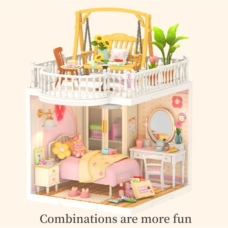 Sweet Dream Girl Bedroom (Inclusive roof)Mini World House DIY Toys