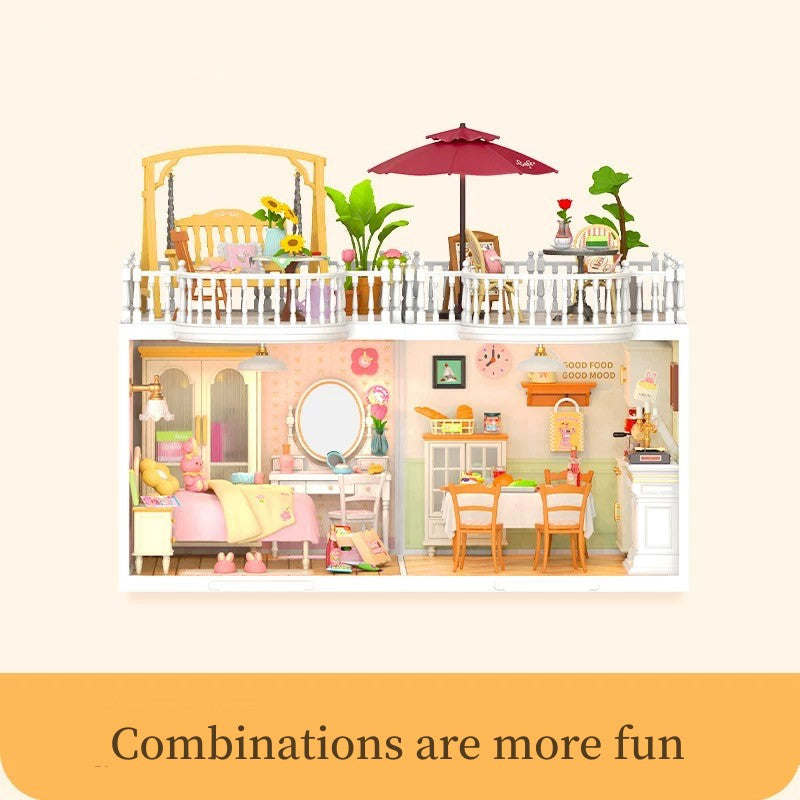 Sweet Dream Girl Bedroom (Inclusive roof)Mini World House DIY Toys