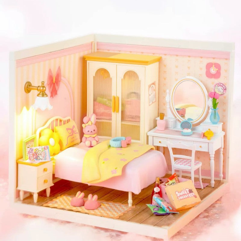 Sweet Dream Girl Bedroom (Inclusive roof)Mini World House DIY Toys