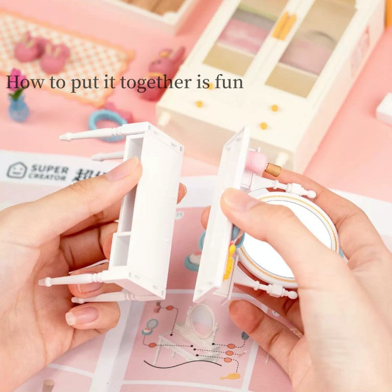 Sweet Dream Girl Bedroom (Inclusive roof)Mini World House DIY Toys