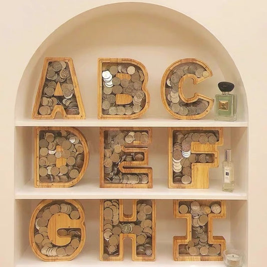 Wooden English Letter Piggy Bank(Note the letter you want to select when placing your order )