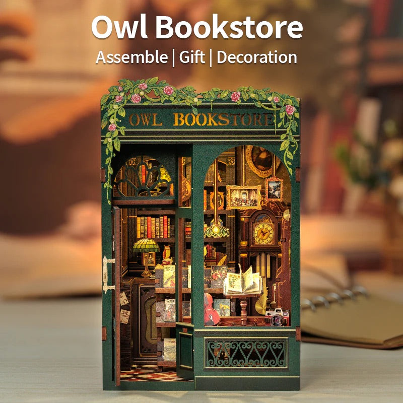 CUTEBEE DIY Book Nook kit (Owl Bookstore)