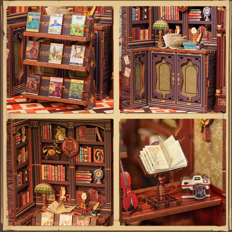 CUTEBEE DIY Book Nook kit (Owl Bookstore)