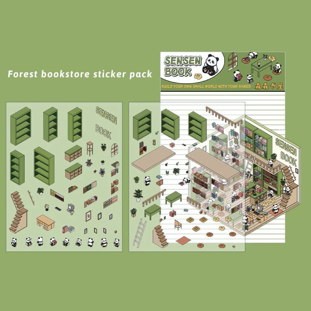 Stickers Mini Scene, Make Your Own Supermarket/Coffee Shop/Restaurant/Bookstore