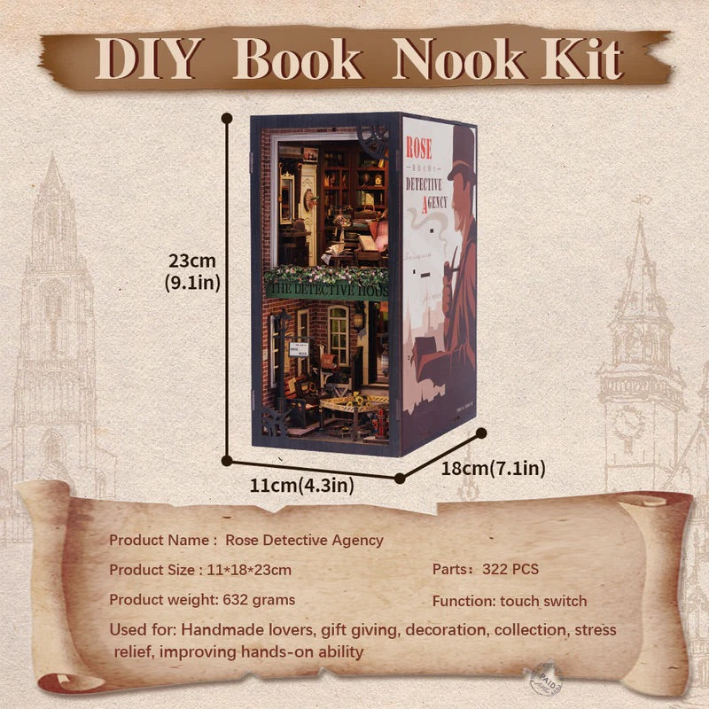 CUTBEE DIY Book Nook Kit (Rose Detective Agency)