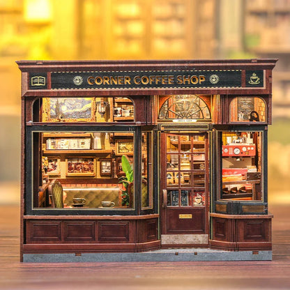 DIY Dollhouse Kit CORNER COFFEE SHOP