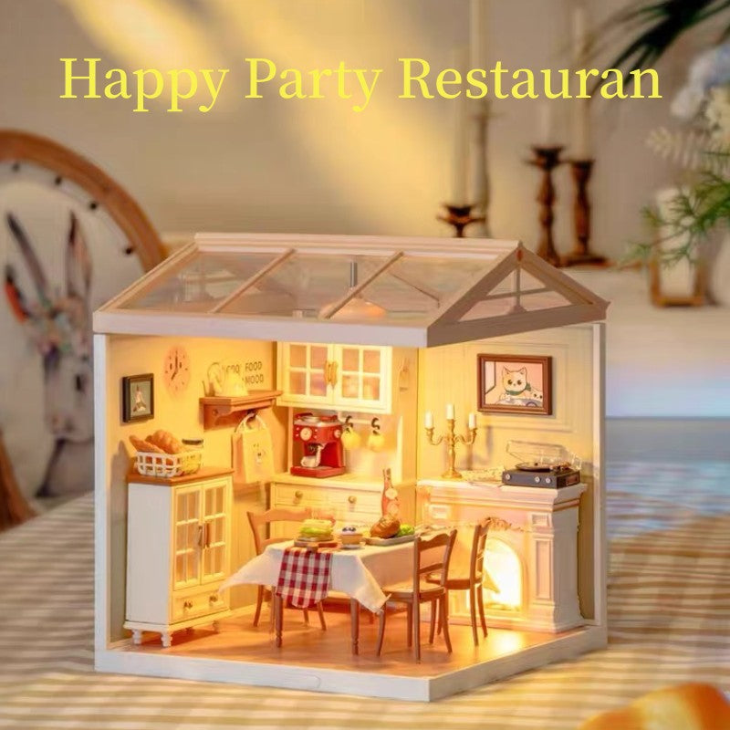 Happy Party Restaurant--Mini World DIY House (Inclusive roof)