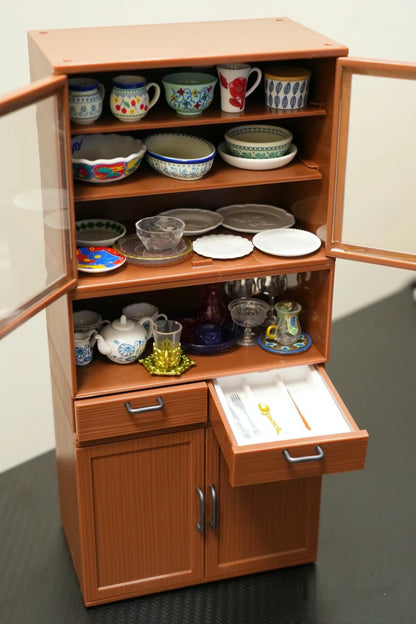 Vintage Food Shed   Mini food play storage cabinets Kitchen cabinets (The tableware in the picture is not included )