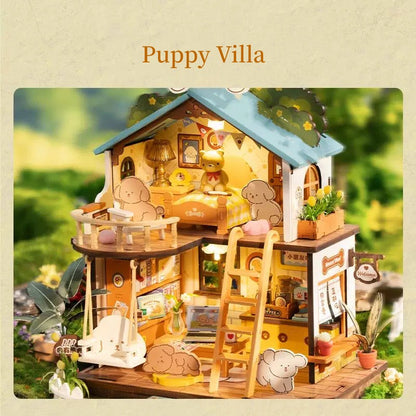 Cute Puppy Happy Villa Home--Mini World DIY House Toy