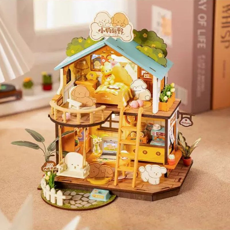 Cute Puppy Happy Villa Home--Mini World DIY House Toy