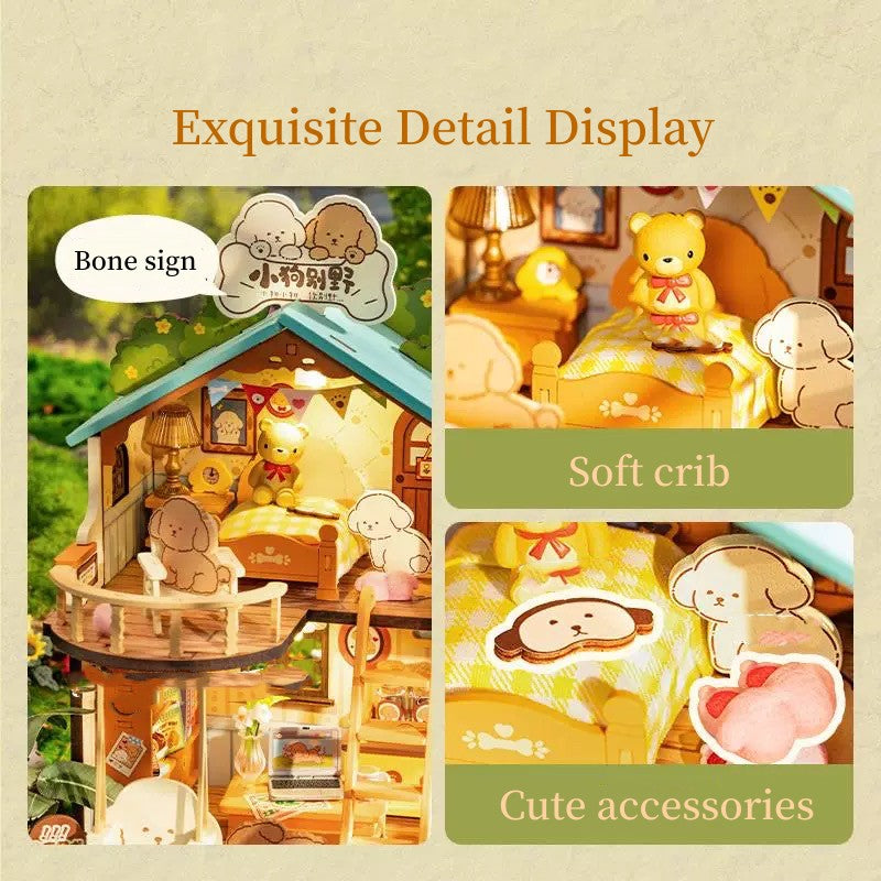 Cute Puppy Happy Villa Home--Mini World DIY House Toy