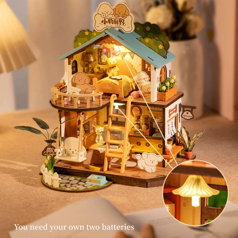 Cute Puppy Happy Villa Home--Mini World DIY House Toy