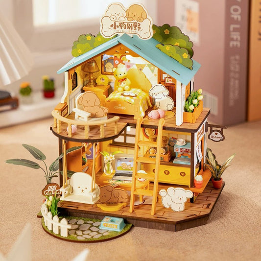 Cute Puppy Happy Villa Home--Mini World DIY House Toy