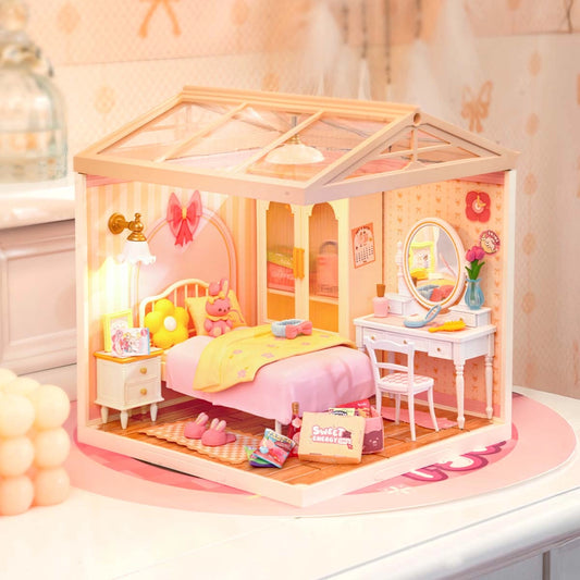 Sweet Dream Girl Bedroom (Inclusive roof)Mini World House DIY Toys