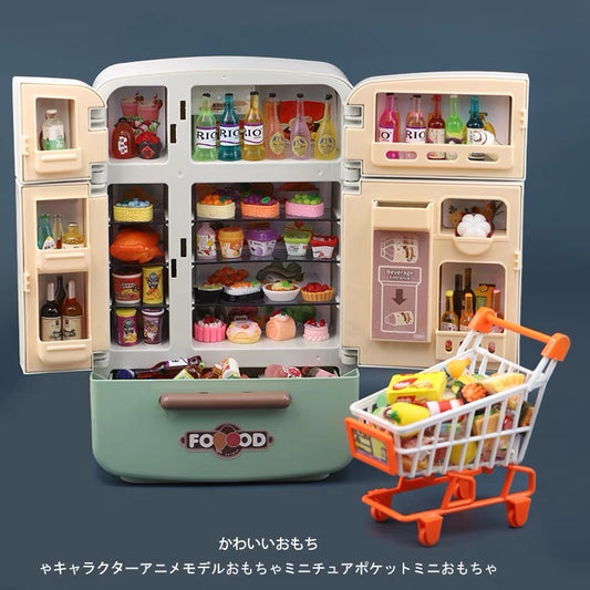 Mini fridge (Contains 40 kinds of food play and a shopping cart )